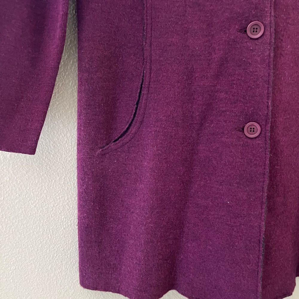 Eileen Fisher Merino Wool Purple/Plum Coat - Picture 6 of 9
